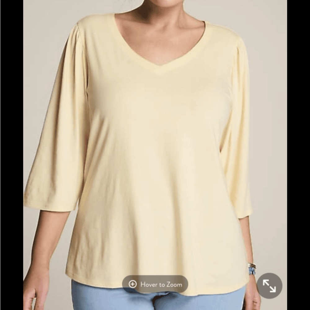 NWT J. Jill Butter Yellow V-Neck Tee